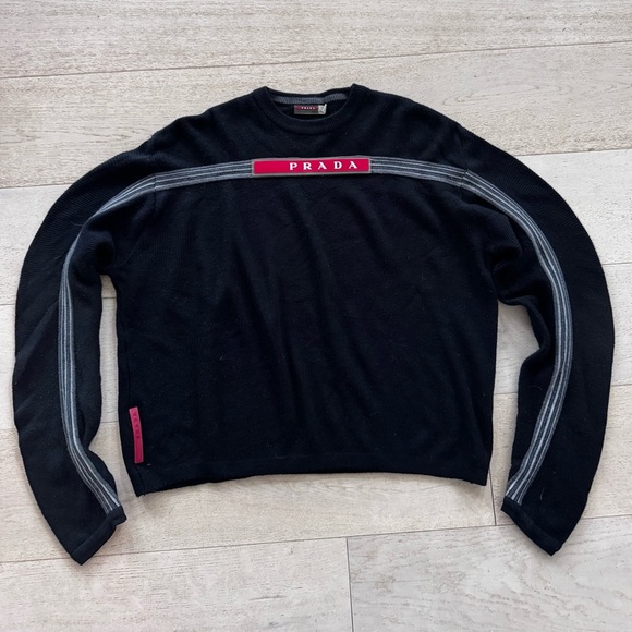 Prada Other - Authentic vintage Prada Men's Black Sweater spellout logo L